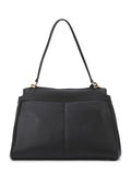 NNEDSZ Elegant Black Leather Handbag with Gold Accents - Versatile Shoulder and Hand Carry