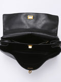 NNEDSZ Elegant Black Leather Handbag with Gold Accents - Versatile Shoulder and Hand Carry