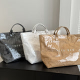 NNEDSZ Khaki Trendy Waterproof Tote Bag - Lightweight and Durable Carryall