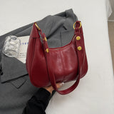 NNEDSZ Red Vintage Faux Leather Hobo Shoulder Bag - Classic and Versatile Handbag