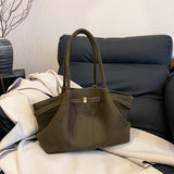 NNEDSZ Green Elegant Suede Tote Bag - Soft and Stylish Handbag for Everyday Use