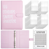 NNEDSZ Pink 100-Day Savings Challenge Cash Binder with Tracker and Refillable Notebook