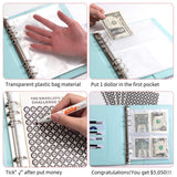 NNEDSZ Light Blue 100-Day Savings Challenge Cash Binder with Tracker and Refillable Notebook