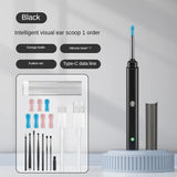 NNEDSZ Black Smart Visual Ear Cleaner with 7 Silicone Tips and Type-C Charging Cable