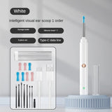 NNEDSZ White Smart Visual Ear Cleaner with 7 Silicone Tips and Type-C Charging Cable