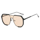 NNEDSZ Black Frame Champagne Unisex Oversized Aviator Metal Frame Sunglasses - Retro Fashion Eyewear with AC Lenses