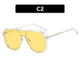 NNEDSZ Transparent White and Yellow Tablets Unisex Oversized Aviator Metal Frame Sunglasses - Retro Fashion Eyewear with AC Lenses