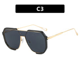 NNEDSZ Black Frame Gray Tablets Unisex Oversized Aviator Metal Frame Sunglasses - Retro Fashion Eyewear with AC Lenses