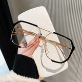 NNEDSZ Black Frame White Tablets Unisex Oversized Aviator Metal Frame Sunglasses - Retro Fashion Eyewear with AC Lenses