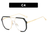 NNEDSZ Black Frame White Tablets Unisex Oversized Aviator Metal Frame Sunglasses - Retro Fashion Eyewear with AC Lenses