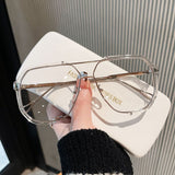 NNEDSZ Transparent White Tablets Unisex Oversized Aviator Metal Frame Sunglasses - Retro Fashion Eyewear with AC Lenses
