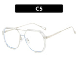 NNEDSZ Transparent White Tablets Unisex Oversized Aviator Metal Frame Sunglasses - Retro Fashion Eyewear with AC Lenses
