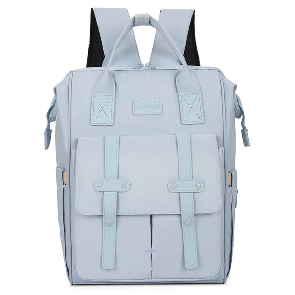 NNEDSZ Light Blue Fashionable Multi-Function Mommy Bag - Large Capacity Diaper Tote and Backpack for Moms, Ideal for Travel and Everyday Use