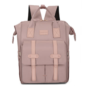 NNEDSZ Pink Fashionable Multi-Function Mommy Bag - Large Capacity Diaper Tote and Backpack for Moms, Ideal for Travel and Everyday Use