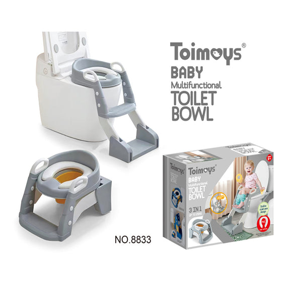 NNEDSZ Grey Children's Toilet Trainer Seat – Foldable Potty Ladder with Color Box, Easy-to-Use Toilet Seat for Kids