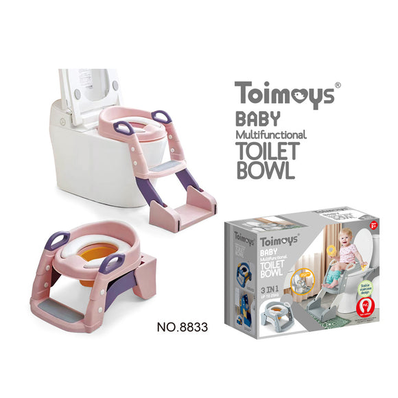 NNEDSZ Pink Children's Toilet Trainer Seat - Foldable Potty Ladder with Color Box, Easy-to-Use Toilet Seat for Kids