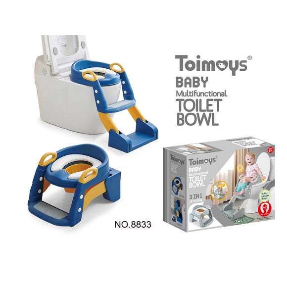 NNEDSZ Blue Children's Toilet Trainer Seat - Foldable Potty Ladder with Color Box, Easy-to-Use Toilet Seat for Kids