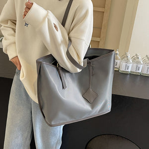 NNEDSZ Grey New Large Capacity Tote Bag - Simple, Versatile Handbag for Casual Outings, Lightweight and Stylish