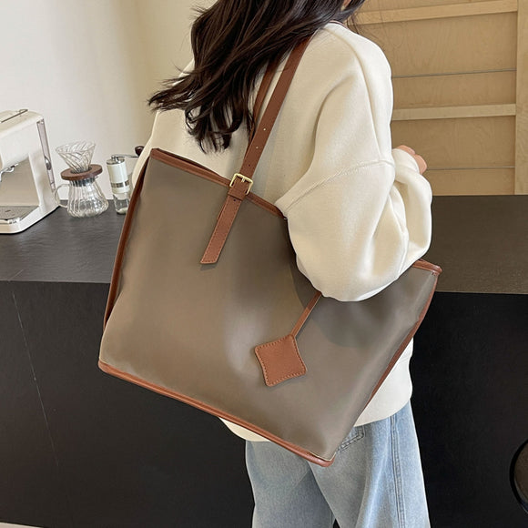 NNEDSZ Brown New Large Capacity Tote Bag - Simple, Versatile Handbag for Casual Outings, Lightweight and Stylish