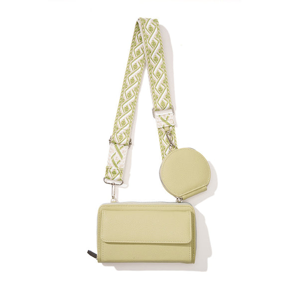 NNEDSZ Light Green 2-piece combination new mobile phone shoulder bag niche design one-shoulder messenger bag mobile phone bag multi-function wide shoulder strap mother-and-child bag