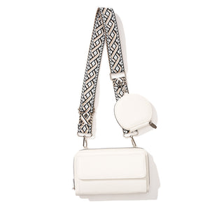 NNEDSZ White 2-piece combination new mobile phone shoulder bag niche design one-shoulder messenger bag mobile phone bag multi-function wide shoulder strap mother-and-child bag