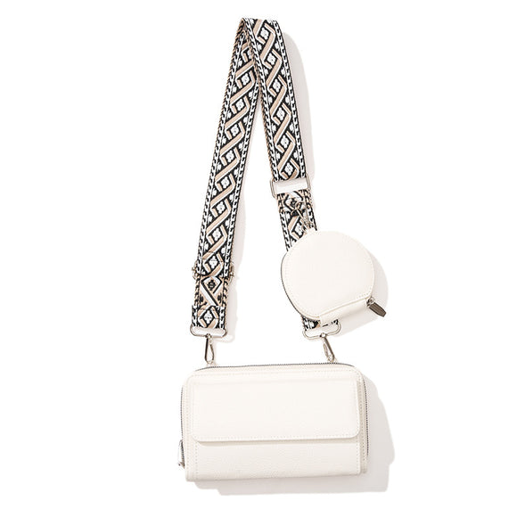 NNEDSZ White 2-piece combination new mobile phone shoulder bag niche design one-shoulder messenger bag mobile phone bag multi-function wide shoulder strap mother-and-child bag