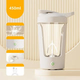NNEDSZ White USB Rechargeable Automatic Stirring Cup - Leak-Proof, Temperature Resistant, and Shockproof Electric Coffee and Protein Mixer