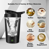 NNEDSZ White USB Rechargeable Automatic Stirring Cup - Leak-Proof, Temperature Resistant, and Shockproof Electric Coffee and Protein Mixer