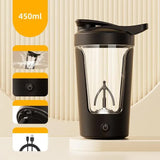 NNEDSZ Black USB Rechargeable Automatic Stirring Cup - Leak-Proof, Temperature Resistant, and Shockproof Electric Coffee and Protein Mixer