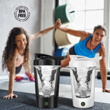 NNEDSZ Black USB Rechargeable Automatic Stirring Cup - Leak-Proof, Temperature Resistant, and Shockproof Electric Coffee and Protein Mixer