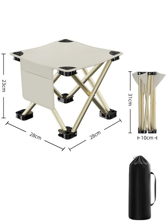 NNEDSZ 23*28cm White Outdoor Folding Stool - Lightweight Portable Picnic Chair, Fishing Chair, Camping Seat, and Collapsible Bench for Outdoor Activities