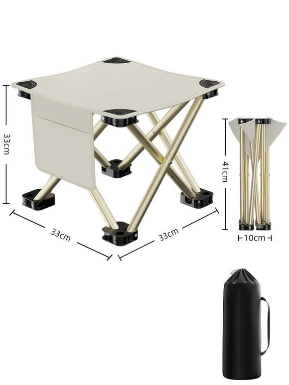NNEDSZ 33*32cm White Outdoor Folding Stool - Lightweight Portable Picnic Chair, Fishing Chair, Camping Seat, and Collapsible Bench for Outdoor Activities