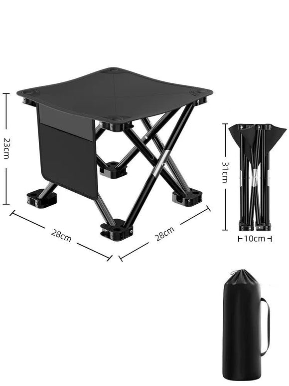 NNEDSZ 23*28cm Black Outdoor Folding Stool - Lightweight Portable Picnic Chair, Fishing Chair, Camping Seat, and Collapsible Bench for Outdoor Activities