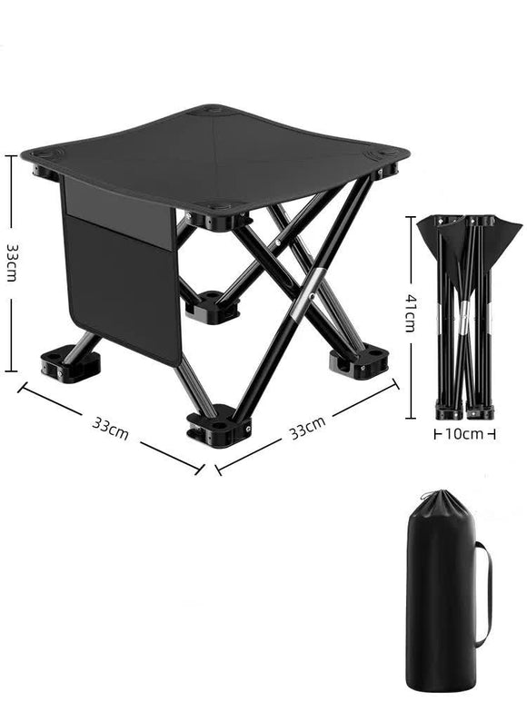 NNEDSZ 33*32cm Black Outdoor Folding Stool - Lightweight Portable Picnic Chair, Fishing Chair, Camping Seat, and Collapsible Bench for Outdoor Activities