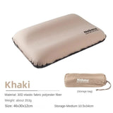 NNEDSZ Khaki Automatic Inflatable 3D Outdoor Sponge Pillow - Portable Camping Travel Neck Cushion, Comfortable Air Mattress for Tent, Versatile Nap Pillow