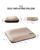 NNEDSZ Khaki Automatic Inflatable 3D Outdoor Sponge Pillow - Portable Camping Travel Neck Cushion, Comfortable Air Mattress for Tent, Versatile Nap Pillow