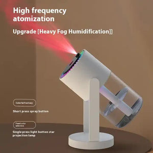 NNEDSZ White Starry Sky Projection Humidifier – USB Ultrasonic Car and Home Air Humidifier, Mist Diffuser for Hydration