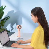 NNEDSZ Pink Outdoor Handheld Cooling Fan - Mini Macaron Portable Desk Fan with Carabiner, Ideal for Home, Travel, and Hiking