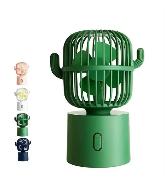 NNEDSZ Green Cactus-Shaped USB Rechargeable Fan – Creative Desktop Fan for Home & Office with Adjustable Head for Cooling on the Go