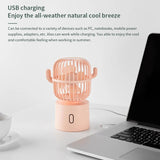 NNEDSZ Green Cactus-Shaped USB Rechargeable Fan – Creative Desktop Fan for Home & Office with Adjustable Head for Cooling on the Go