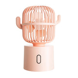 NNEDSZ Pink Cactus-Shaped USB Rechargeable Fan - Creative Desktop Fan for Home & Office with Adjustable Head for Cooling on the Go