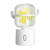 NNEDSZ White Cactus-Shaped USB Rechargeable Fan - Creative Desktop Fan for Home & Office with Adjustable Head for Cooling on the Go