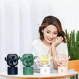 NNEDSZ White Cactus-Shaped USB Rechargeable Fan - Creative Desktop Fan for Home & Office with Adjustable Head for Cooling on the Go