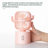 NNEDSZ White Cactus-Shaped USB Rechargeable Fan - Creative Desktop Fan for Home & Office with Adjustable Head for Cooling on the Go