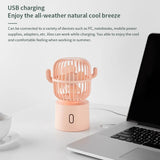 NNEDSZ White Cactus-Shaped USB Rechargeable Fan - Creative Desktop Fan for Home & Office with Adjustable Head for Cooling on the Go