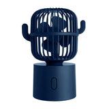 NNEDSZ Blue Cactus-Shaped USB Rechargeable Fan - Creative Desktop Fan for Home & Office with Adjustable Head for Cooling on the Go