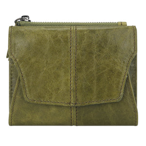 NNEDSZ Olive Green Genuine Leather Women's Wallet - Multifunctional Coin & Card Holder, Fashionable Card Box in Top-Grade Cowhide