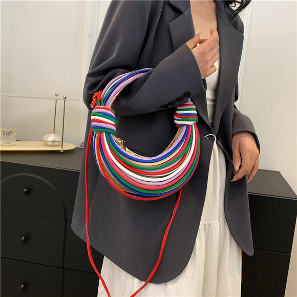 NNEDSZ Multi-coloured Fashionable Candy Color Handbag – Crossbody Women’s Woven Bag with Unique Line Design