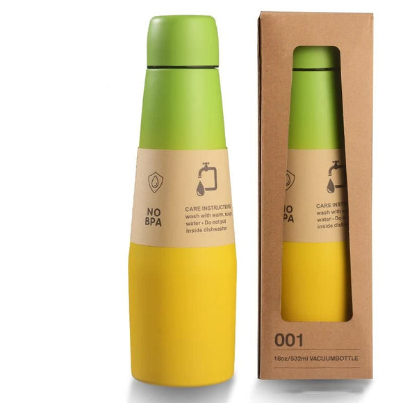 NNEDSZ Yellow Green Gradient High-Quality Gradient Color Insulated Water Bottle - 304 Stainless Steel Vacuum Cup, Large Capacity, Portable Sports Bottle