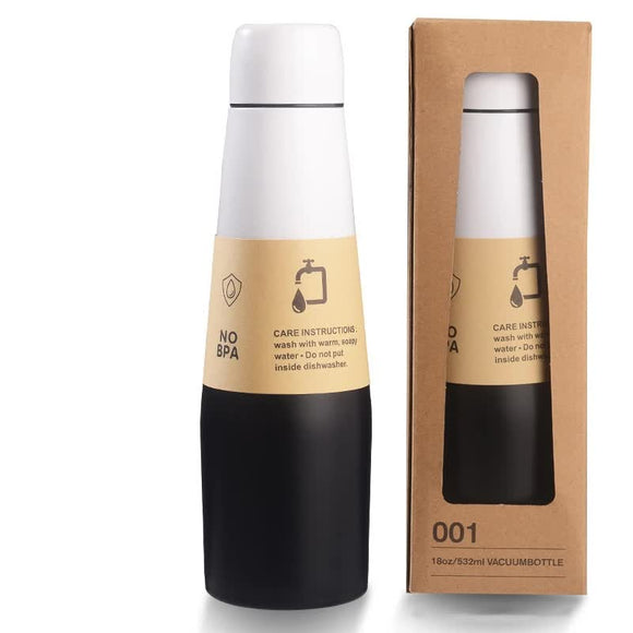 NNEDSZ Black Whiten Gradient High-Quality Gradient Color Insulated Water Bottle - 304 Stainless Steel Vacuum Cup, Large Capacity, Portable Sports Bottle